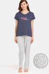 Rosaline Symmetry Knit Cotton Pyjama Set - Ocean Cavern — thumbnail 1
